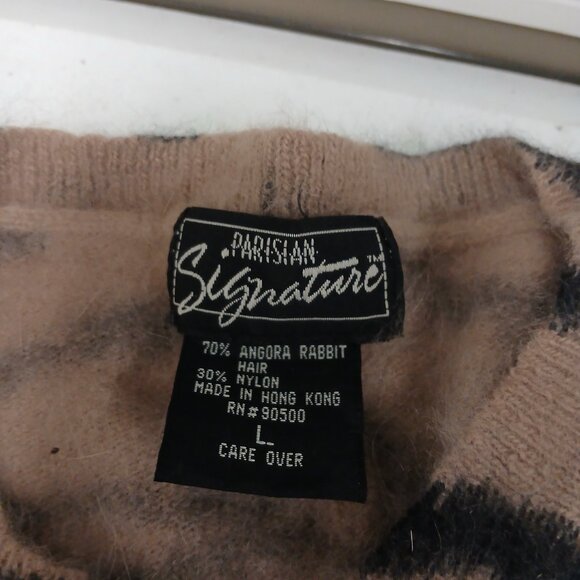 UEC Parisian Signature Animal Print Angora Button up cardigan Sweater sz Large - Picture 2 of 12